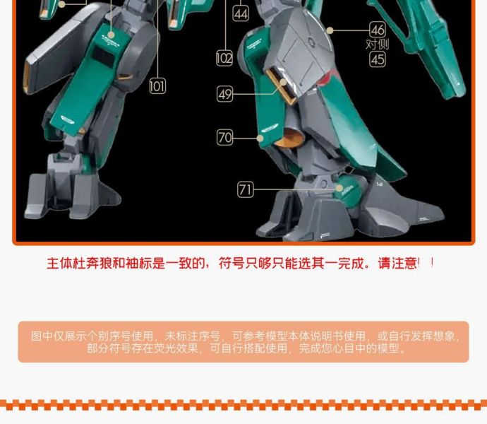 GUGU水貼 萬代 hg 1/144 杜奔狼專用水貼 GU-H160173 GUGU水貼 萬代 hg 1/144 杜奔狼專用水貼 GU-H160173