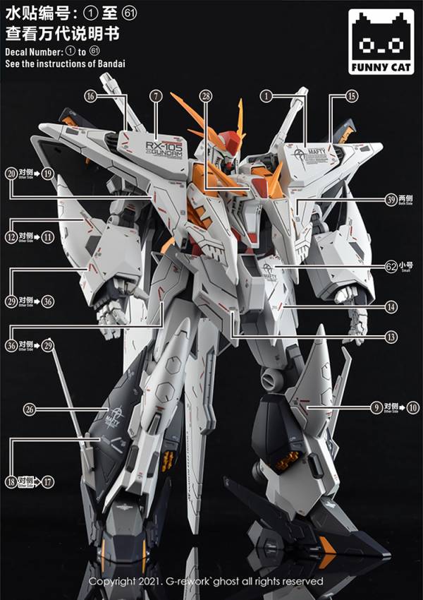 方貓水貼 Grework HG 1/144 柯西鋼彈 螢光 專用水貼 方貓水貼 Grework HG 1/144 柯西鋼彈 螢光 專用水貼
