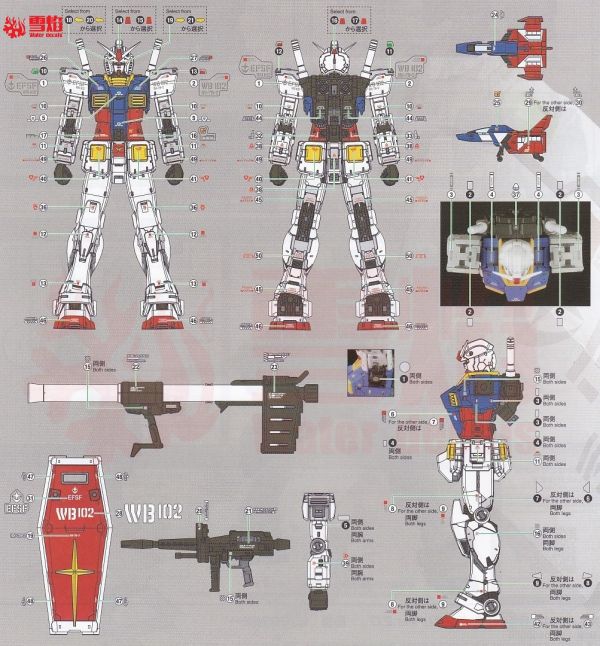 雪焰水貼 胖虎模型.RX-78-2 鋼彈 螢光水貼 SCN01 雪焰水貼 胖虎模型.RX-78-2 鋼彈 螢光水貼 SCN01
