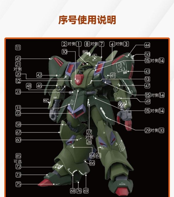 GU水貼 HG 1/144 吉翁.卡爾斯-J 鋼彈ZZ 水貼 #GU-H262 GU水貼 HG 1/144 吉翁.卡爾斯-J 鋼彈ZZ 水貼 #GU-H262