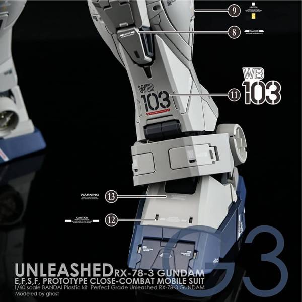 方貓水貼 PGU RX-78-3 鋼彈 G3 螢光專用水貼  FP20-G3 方貓水貼 PGU RX-78-3 鋼彈 G3 螢光專用水貼  FC-PGUG3