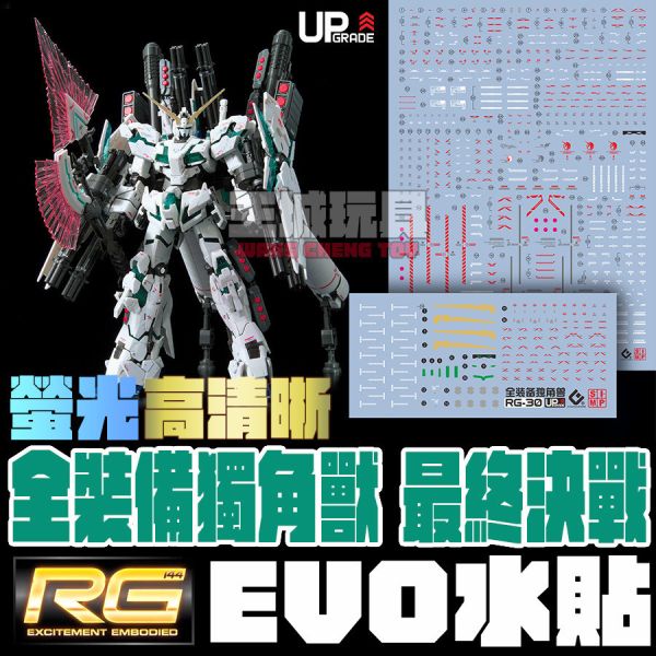 EVO水貼-RG 1/144 RX-0 UNICORN GUNDAM 全裝備獨角獸  專用水貼 EVO水貼,鋼彈水貼,模型水貼,水貼