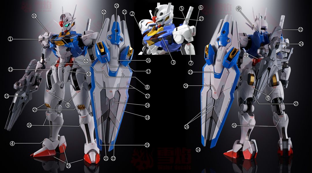 雪焰水貼 HG 風靈鋼彈 水星的魔女 螢光 專用水貼 SHG53 雪焰水貼 HG 風靈鋼彈 水星的魔女 螢光 專用水貼 SHG53