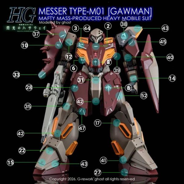 炎水貼 GHOST版 HG 1/144 梅薩 M-01 閃光的哈薩威 專用水貼 CHG135 炎水貼 GHOST版 HG 1/144 梅薩 M-01 閃光的哈薩威 專用水貼 CHG135