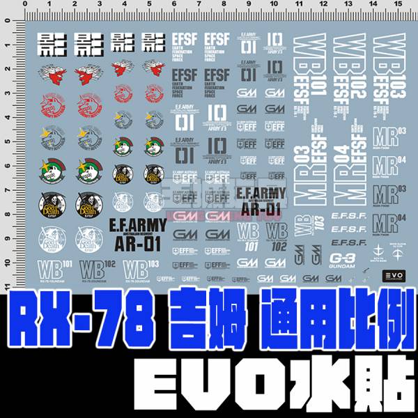 EVO- 白狗 吉姆 RX78小隊系列 通用水貼 EMG02 EVO- 白狗 吉姆 RX78小隊系列 通用水貼 EMG02