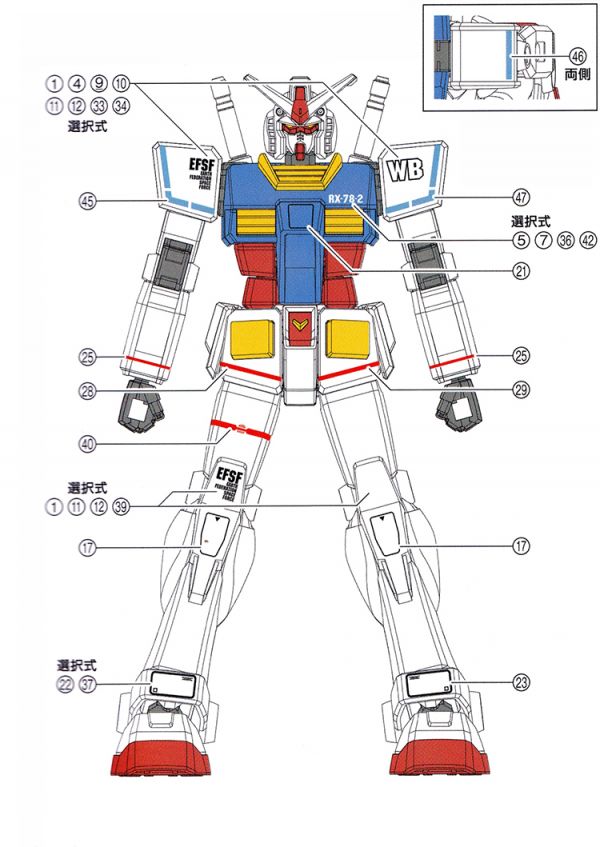 EVO水貼 EG RX-78-2 鋼彈  螢光 專用水貼 EE01 EVO水貼 EG RX-78-2 鋼彈  螢光 專用水貼 EE01