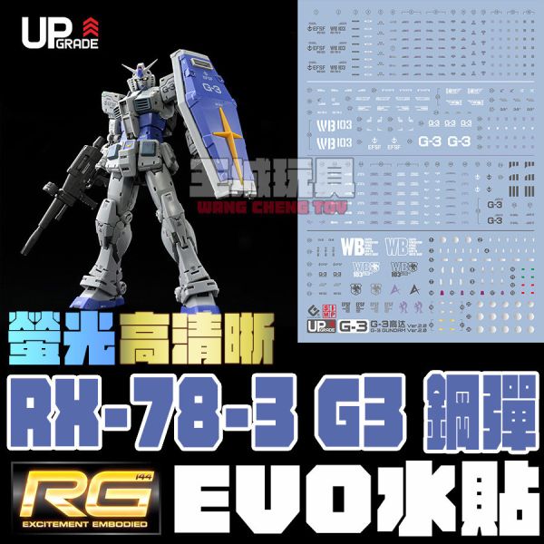 EVO水貼  RG 1/144 RX-78-3 鋼彈 G3  螢光 專用水貼 EG3 EVO水貼  RG 1/144 RX-78-3 鋼彈 G3  螢光 專用水貼 EG3