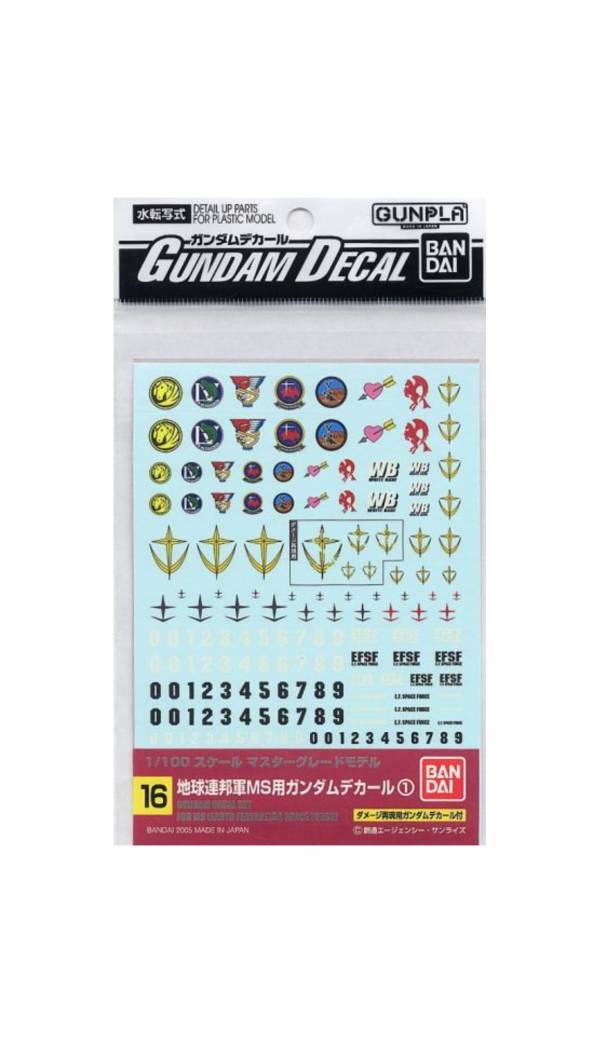 BANDAI 鋼彈水貼紙 #16 MG 1/100 地球聯邦軍 鋼彈 通用水貼 