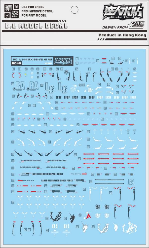 大林水貼 RG 1/144 RX-93-V2 HI NU 鋼彈 海牛 專用水貼 DL-RG46 大林水貼 RG 1/144 RX-93-V2 HI NU 鋼彈 海牛 專用水貼 DL-RG46