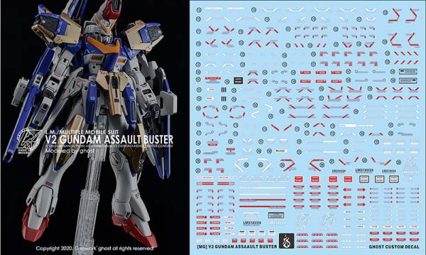 炎水貼 GHOST版 MG V2鋼彈 AB裝備 Ver ka 螢光 專用水貼 炎水貼.模型水貼.鋼彈水貼.鋼彈模型水貼