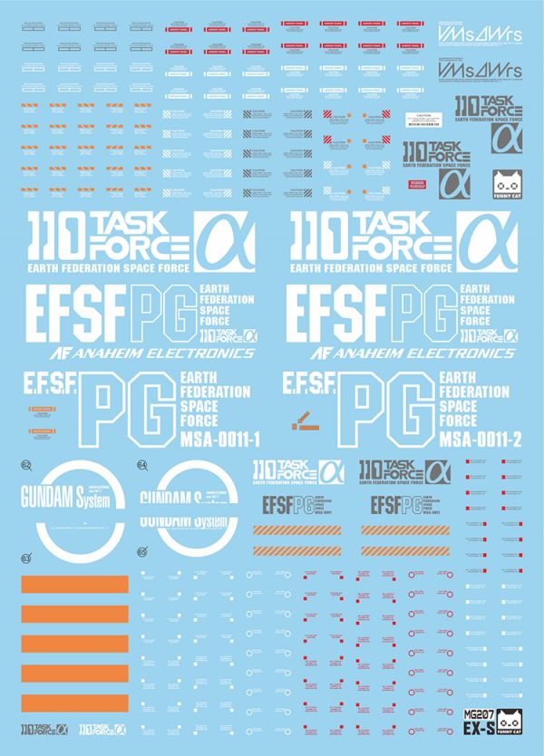 方貓水貼 MG 1/100 EX-S/S 專用水貼 FM207 方貓水貼 MG 1/100 EX-S/S 專用水貼 FM207