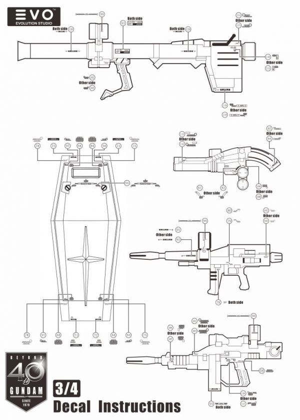 EVO水貼-MG 1/100 THE ORIGIN RX-78-2 GUNDAM 專用水貼 EVO水貼,鋼彈水貼,模型水貼,水貼