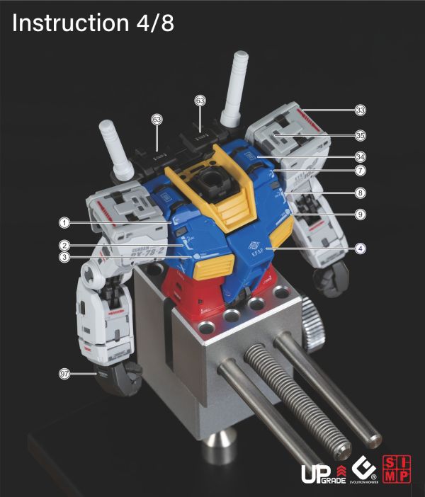 EVO水貼 胖虎模型 1/100 RX-78-2 2.0 鋼彈 螢光水貼 ECU04 EVO水貼 胖虎模型 1/100 RX-78-2 2.0 鋼彈 螢光水貼 ECU04
