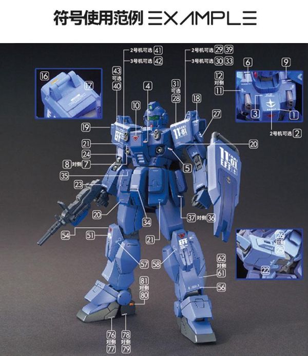 GUGU水貼 萬代 HGC 1/144 蒼藍命運 1/2/3號機水貼#GUH207 GUGU水貼 萬代 HGC 1/144 蒼藍命運 1/2/3號機水貼#GUH207