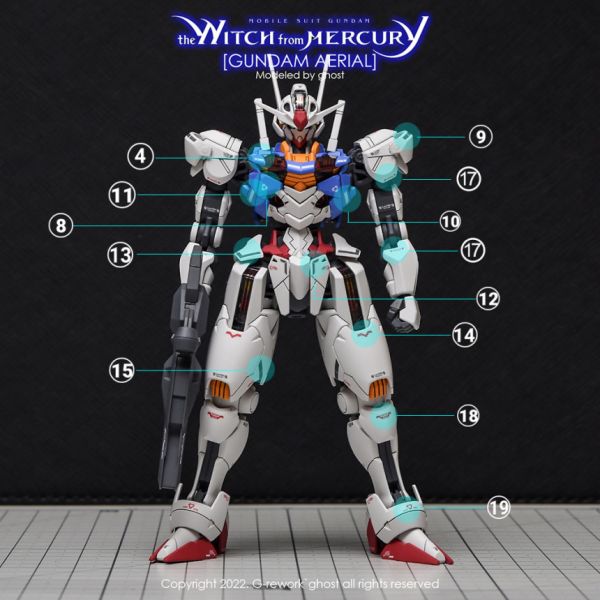 炎水貼 GHOST水星的魔女 HG 風靈鋼彈 飛行背包 AERIAL  模型 螢光 專用水貼 CGHG43 炎水貼 GHOST水星的魔女 HG 風靈鋼彈 AERIAL  模型 螢光 專用水貼 CGHG43
