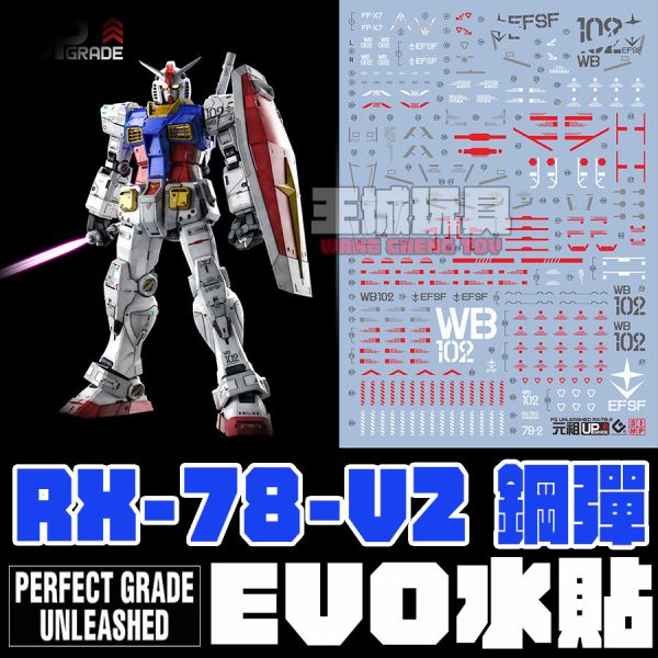 EVO水貼-PGU RX-78 鋼彈 專用水貼 螢光 EP20 EVO水貼.鋼彈水貼.螢光水貼