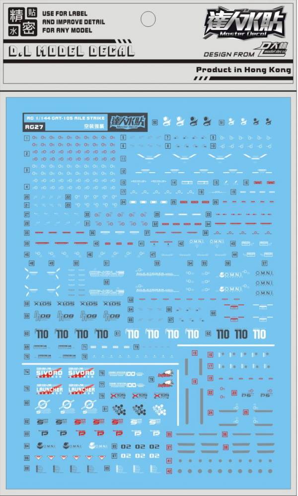 大林水貼-RG 翔翼型攻擊鋼彈 專用水貼 大林水貼,鋼彈水貼,模型水貼,水貼