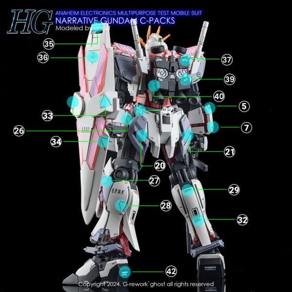 炎水貼 GHOST版 HG 1/144 敘事鋼彈 C裝備 高清 螢光 水貼 CGHG76 炎水貼 GHOST版 HG 1/144 敘事鋼彈 C裝備 高清 螢光 水貼 CGHG76