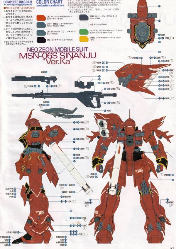 EVO水貼-MG 1/100 MSN-06S SINANJU 新安洲 專用水貼 EVO水貼,鋼彈水貼,模型水貼,水貼