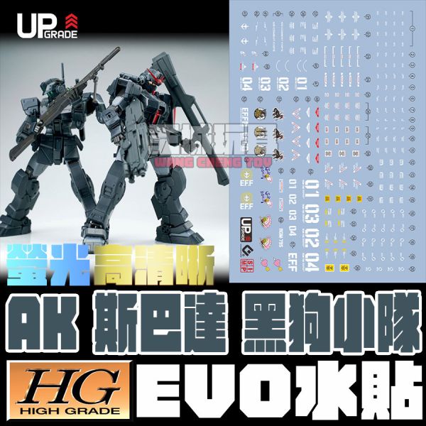 EVO水貼 AK HG 吉姆斯巴達 黑狗小隊  螢光 高清晰 專用水貼 EH79WF EVO水貼 HG 吉姆斯巴達水貼 GM SPARTAN地球聯邦軍 局地戰用機 EH79S