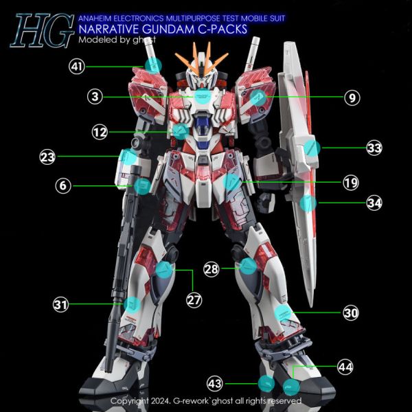 炎水貼 GHOST版 HG 1/144 敘事鋼彈 C裝備 高清 螢光 水貼 CGHG76 炎水貼 GHOST版 HG 1/144 敘事鋼彈 C裝備 高清 螢光 水貼 CGHG76