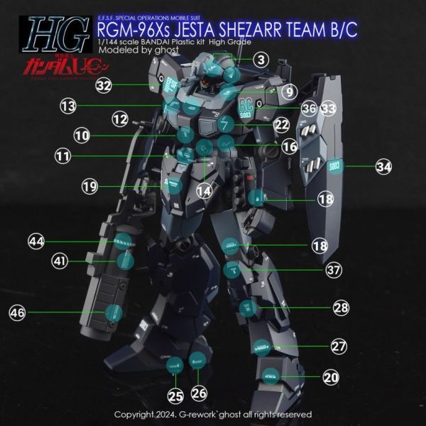 炎水貼 HG 1/144 RGM-96Xs 傑斯塔/B&C班裝備(席扎爾隊) 螢光 專用水貼 CGHG118 炎水貼 HG 1/144 RGM-96Xs 傑斯塔/B&C班裝備(席扎爾隊) 螢光 專用水貼 CGHG118