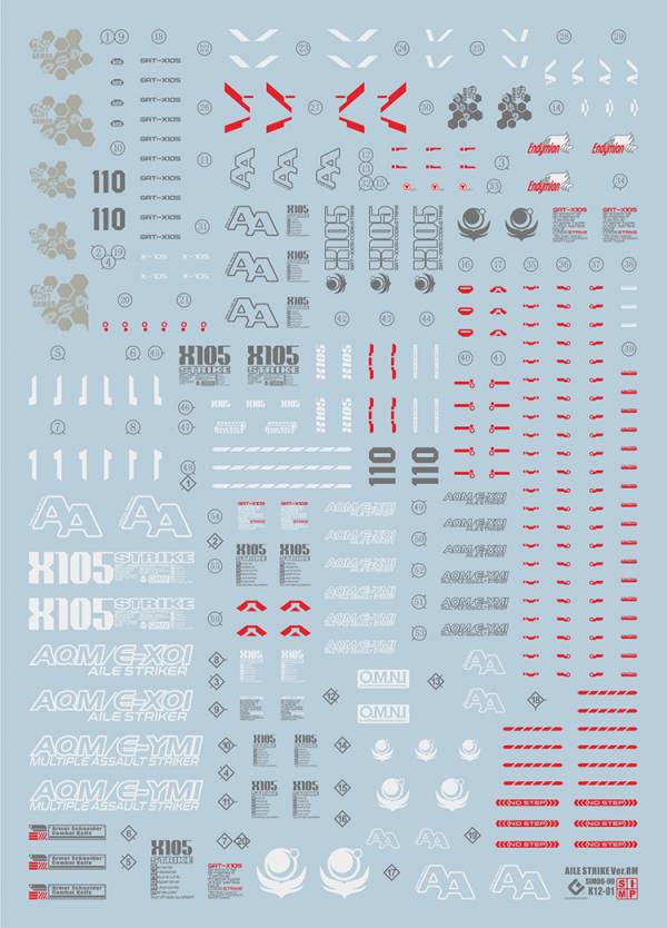EVO水貼-MG 1/100 RM GAT-105X AILE STRIKE GUNDAM 翔翼攻擊鋼彈專用水貼 EM168 EVO水貼-MG 1/100 RM GAT-105X AILE STRIKE GUNDAM 翔翼攻擊鋼彈專用水貼 EM168