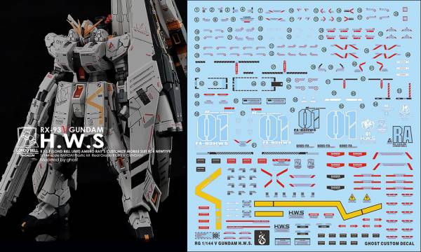  炎水貼 GHOST版 RG 1/144 RX-93 Nu GUNDAM Nu鋼彈 HWS 重裝備 專用水貼 模型水貼.鋼彈水貼.
