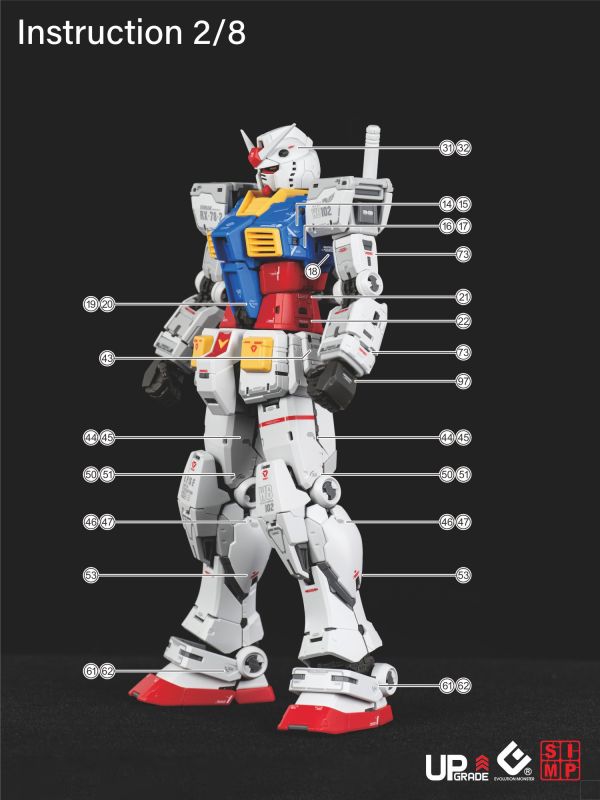 EVO水貼 胖虎模型 1/100 RX-78-2 2.0 鋼彈 螢光水貼 ECU04 EVO水貼 胖虎模型 1/100 RX-78-2 2.0 鋼彈 螢光水貼 ECU04
