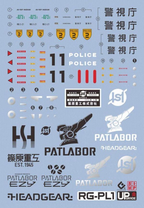 EVO水貼 RG 機動警察 英格蘭姆 1號機 水貼 鋼彈 模型 ERPL1 EVO水貼  RG 機動警察 英格蘭姆 1號機 水貼 鋼彈 模型 ERPL1