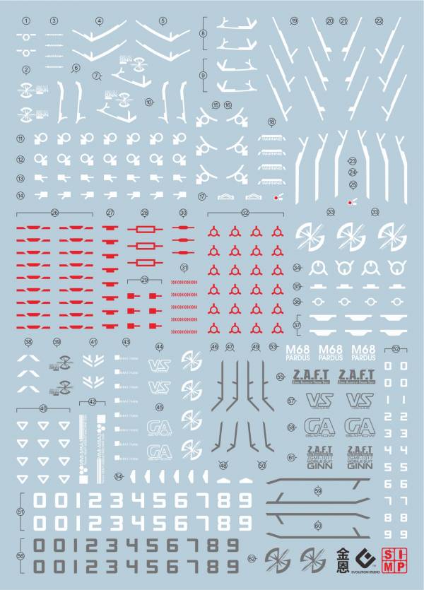 EVO水貼 MG 1/100 基恩 GINN 螢光 專用水貼 EM214  EVO水貼 MG 1/100 基恩 GINN 螢光 專用水貼 EM214 