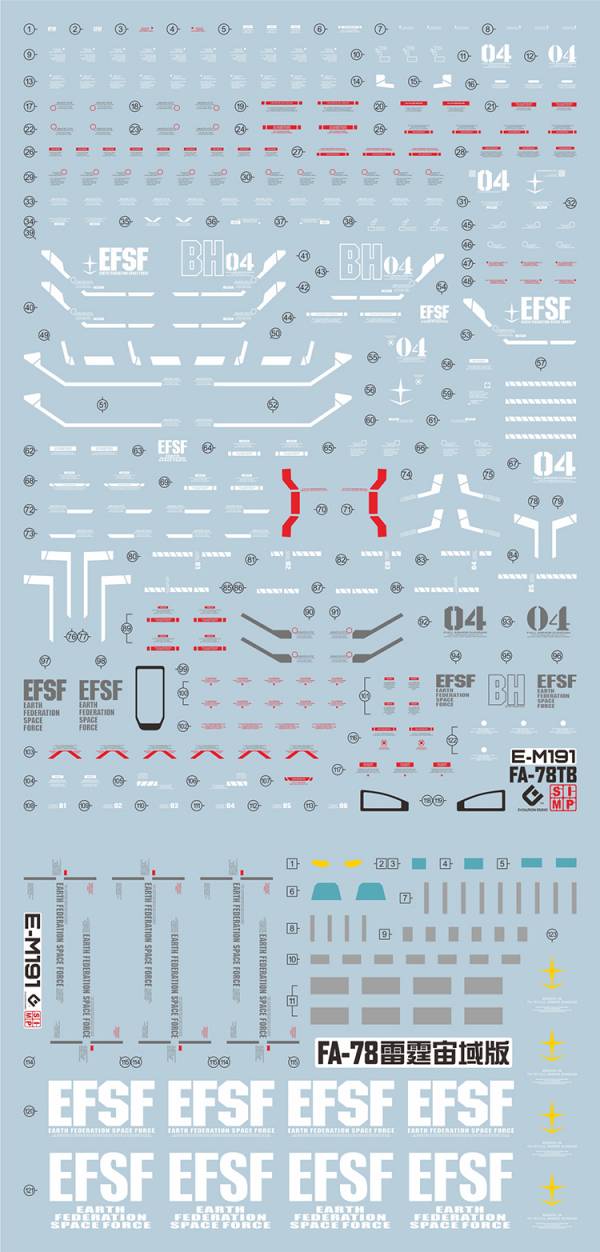 EVO水貼 MG FA-78 全武裝鋼彈 Ver.Ka 高清晰 螢光專用水貼EM191 EVO水貼 MG FA-78 全武裝鋼彈 Ver.Ka 高清晰 螢光專用水貼 E-M191
