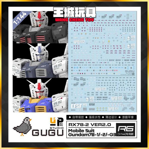 GU水貼 萬代 RG RX-78 鋼彈2.0 G-3 原型機 (三合一) 高清晰 專用水貼 GU-R040 GU水貼 萬代 RG RX-78 鋼彈2.0 G-3 原型機 (三合一) 高清晰 專用水貼 GU-R040