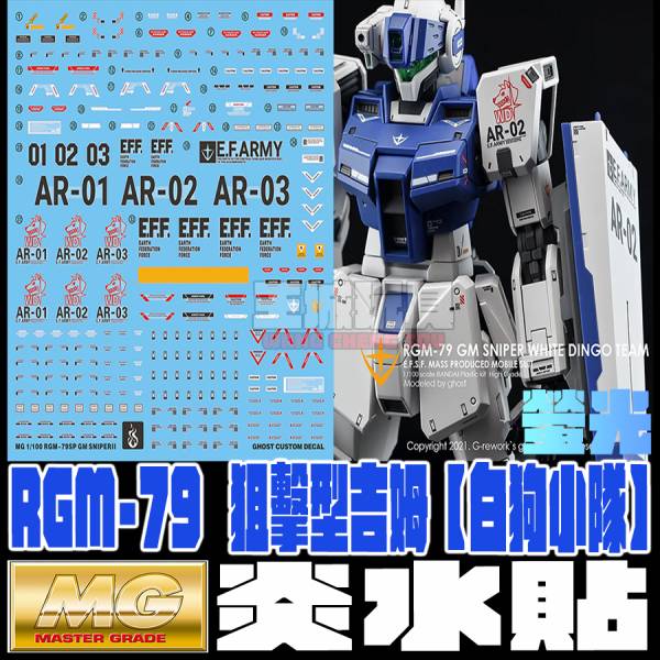 炎水貼 MG PB限定 狙擊吉姆 白狗小隊 螢光 專用水貼  CGMG24 炎水貼 MG PB限定 狙擊吉姆 白狗小隊 螢光 專用水貼  CG-MG24