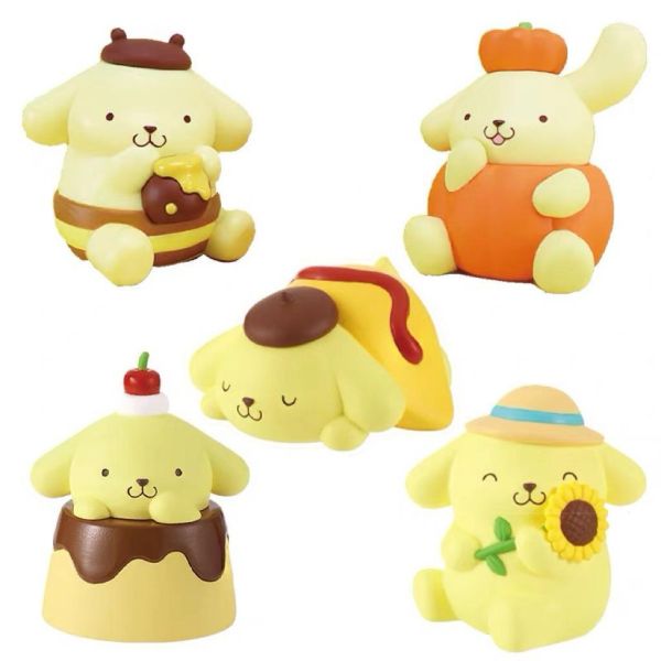 扭蛋 三麗鷗 布丁狗的日常 三麗鷗 布丁狗的日常扭蛋 TOMY多美各種姿勢布丁狗 布丁 蜜蜂 蛋包飯 南瓜 太陽花草帽
