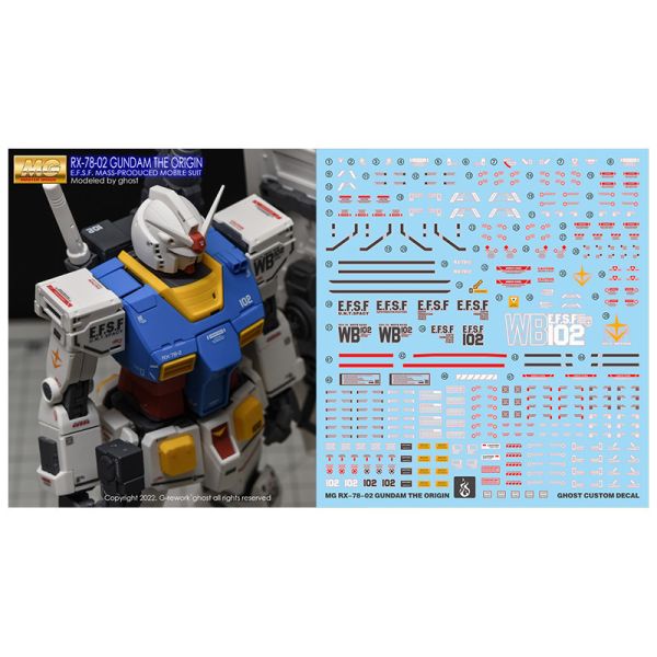 炎水貼 GHOST版 MG RX-78 鋼彈 GTO 版 螢光 專用水貼 CGMG15 炎水貼.模型水貼.鋼彈水貼.鋼彈模型水貼