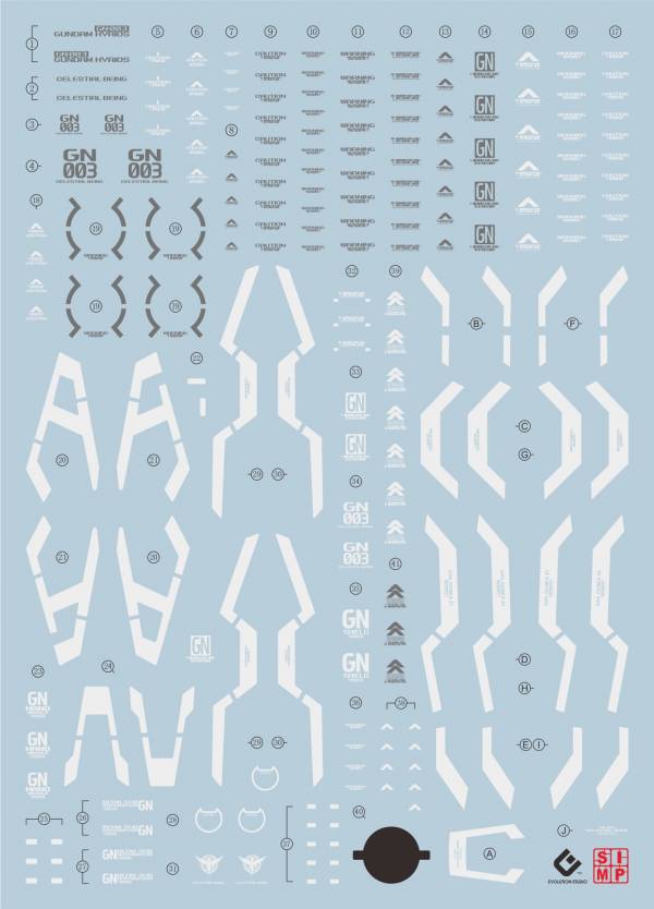 EVO-MG 1/100 GN-003 GUNDAM KYRIOS 主天使鋼彈 專用水貼 雪焰水貼,鋼彈水貼,模型水貼,水貼