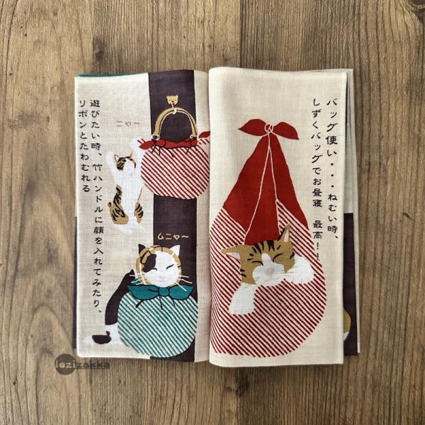 日本棉紗繪本手拭布 敷巾活用篇貓咪 日本敷巾.濱文様.てぬぐい.日本貓.手拭布.居家裝飾,喬遷誌喜.搬家禮物,開店開業禮物.開張大吉,開幕送禮