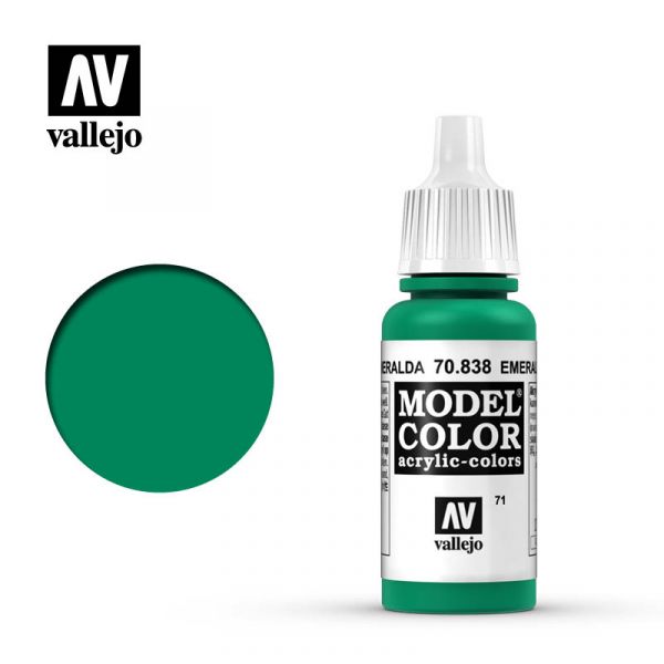 Acrylicos Vallejo -071 - 70838 - 模型色彩 Model Color - 翡翠色 Emerald - 17 ml. 