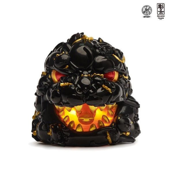 OFFART X 雕壬 百貓紅蓮 迷你招財頭雕 墨金版 