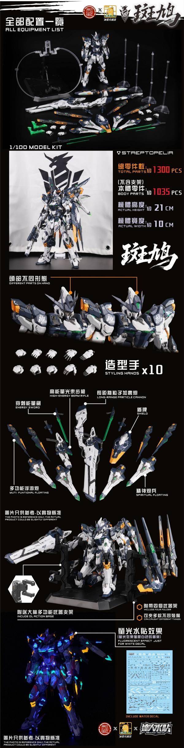 DLKHOBBY迪雷克 ZAWS01泛用宇宙型斑鳩 1/100多層骨架 原創組裝模型 