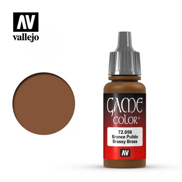 Acrylicos Vallejo -058 - 72058 - 遊戲色彩 Game Color - 拋光黃銅色 Brassy Brass - 17 ml. 