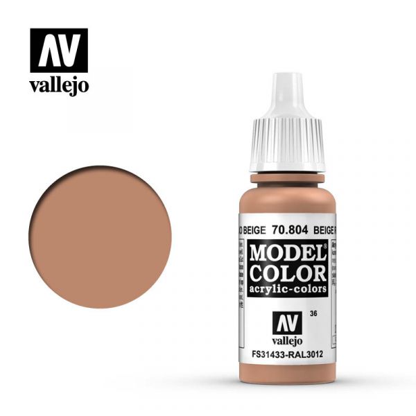 Acrylicos Vallejo -036 - 70804 - 模型色彩 Model Color - 米紅色 Beige Red - 17 ml. 