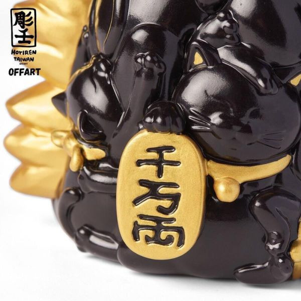 OFFART X 雕壬 百貓紅蓮 迷你招財頭雕 墨金版 