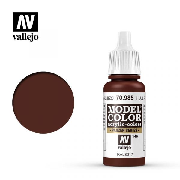 Acrylicos Vallejo -146 - 70985 - 模型色彩 Model Color - 機身紅色 Hull Red - 17 ml. 