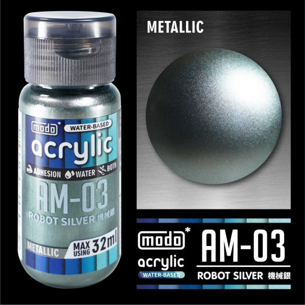 摩多製漆所 MODO 水性漆 金屬色 AM-03 機械銀 32ml 