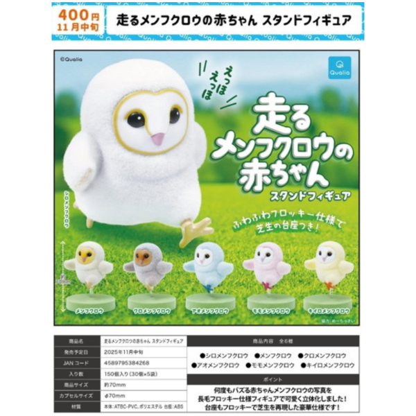 預購11月 Qualia 轉蛋 奔跑的貓頭鷹寶寶 公仔 一套6種 