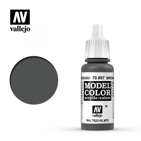Acrylicos Vallejo -098 - 70897 - 模型色彩 Model Color - 青銅綠色 Bronze Green - 17 ml. 
