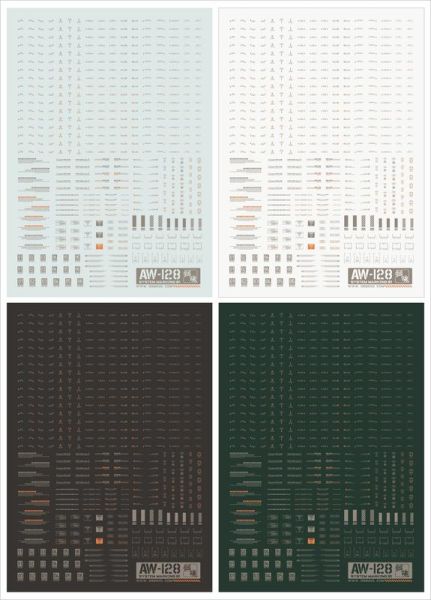 鋼魂 AW-128 1/100&1/144 灰色 細部警告標示水貼<1入> 