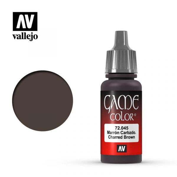 Acrylicos Vallejo -045 - 72045 - 遊戲色彩 Game Color - 燒焦棕色 Charred Brown - 17 ml. 